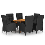 NNEVL 7 Piece Garden Dining Set Black