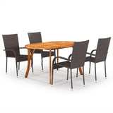 NNEVL 5 Piece Garden Dining Set Brown