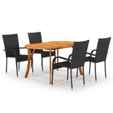 NNEVL 5 Piece Garden Dining Set Black