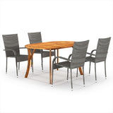 NNEVL 5 Piece Garden Dining Set Grey