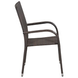 NNEVL 7 Piece Garden Dining Set Brown