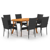 NNEVL 7 Piece Garden Dining Set Black