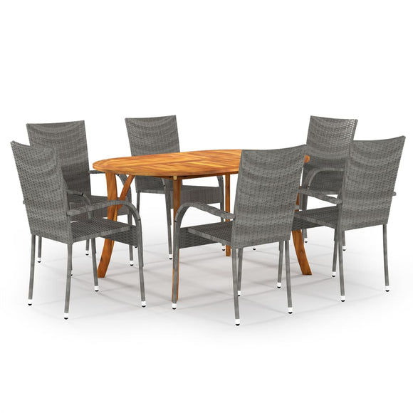 NNEVL 7 Piece Garden Dining Set Grey