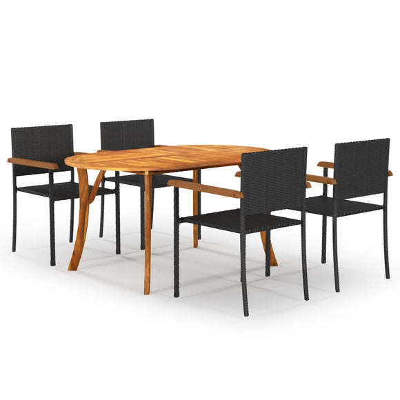 NNEVL 5 Piece Garden Dining Set Black