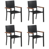 NNEVL 5 Piece Garden Dining Set Black