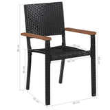 NNEVL 5 Piece Garden Dining Set Black