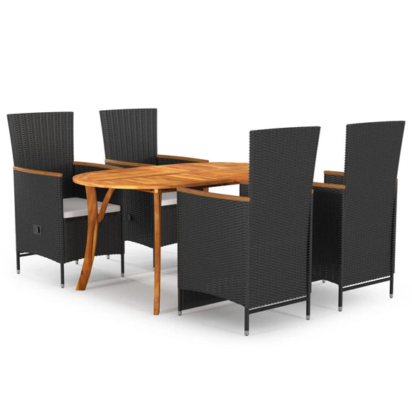 NNEVL 5 Piece Garden Dining Set Black