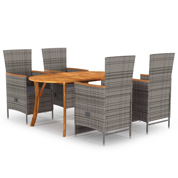 NNEVL 5 Piece Garden Dining Set Grey
