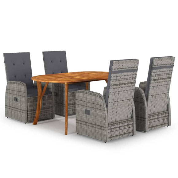 NNEVL 5 Piece Garden Dining Set Grey