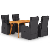 NNEVL 5 Piece Garden Dining Set Black