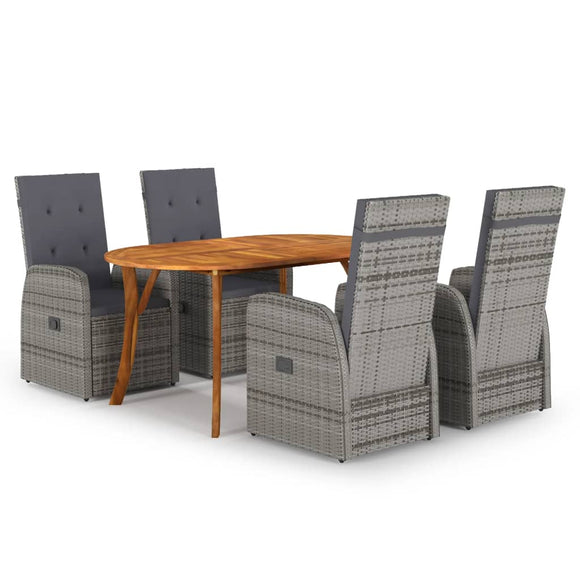NNEVL 5 Piece Garden Dining Set Grey