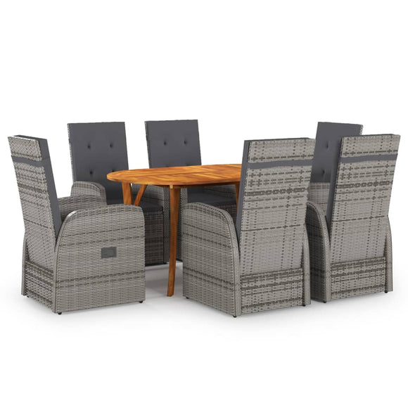 NNEVL 7 Piece Garden Dining Set Grey