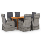 NNEVL 7 Piece Garden Dining Set Grey