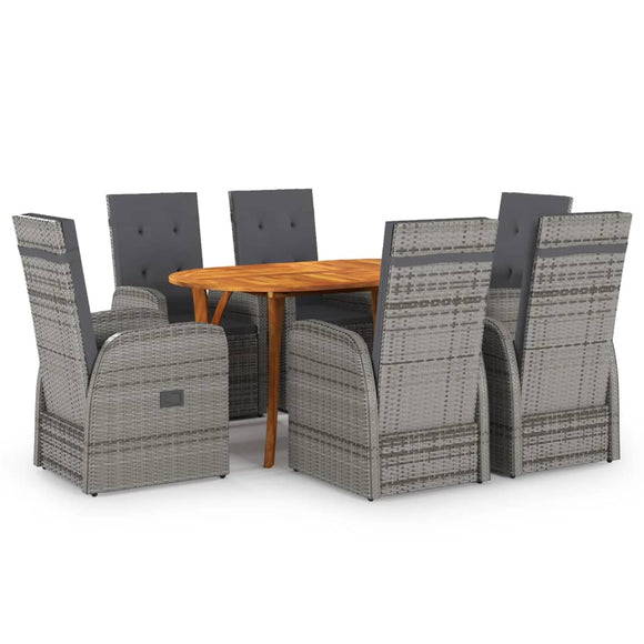 NNEVL 7 Piece Garden Dining Set Grey