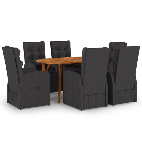 NNEVL 7 Piece Garden Dining Set Black