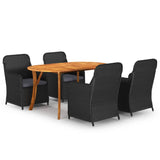 NNEVL 5 Piece Garden Dining Set Black