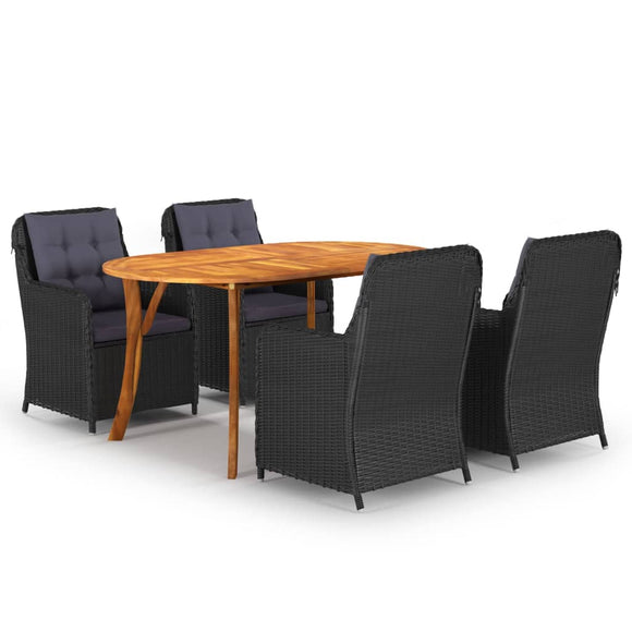 NNEVL 5 Piece Garden Dining Set Black