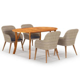 NNEVL 5 Piece Garden Dining Set Brown
