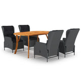NNEVL 5 Piece Garden Dining Set Dark Grey