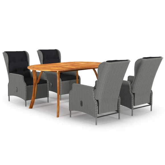NNEVL 5 Piece Garden Dining Set Light Grey