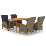 NNEVL 5 Piece Garden Dining Set Brown