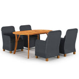 NNEVL 5 Piece Garden Dining Set Dark Grey
