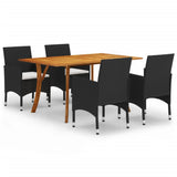 NNEVL 5 Piece Garden Dining Set Black