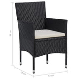 NNEVL 5 Piece Garden Dining Set Black