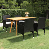 NNEVL 5 Piece Garden Dining Set Black