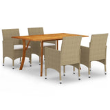 NNEVL 5 Piece Garden Dining Set Beige