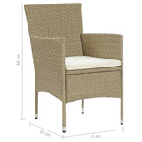 NNEVL 5 Piece Garden Dining Set Beige