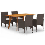 NNEVL 5 Piece Garden Dining Set Brown
