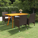 NNEVL 5 Piece Garden Dining Set Brown