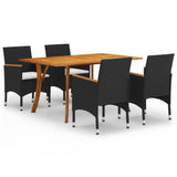 NNEVL 5 Piece Garden Dining Set Black