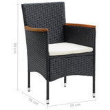 NNEVL 5 Piece Garden Dining Set Black