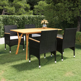 NNEVL 5 Piece Garden Dining Set Black