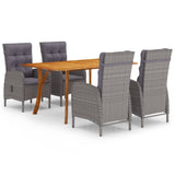 NNEVL 5 Piece Garden Dining Set Grey