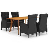 NNEVL 5 Piece Garden Dining Set Black