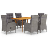 NNEVL 7 Piece Garden Dining Set Grey