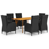 NNEVL 7 Piece Garden Dining Set Black
