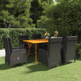 NNEVL 7 Piece Garden Dining Set Black