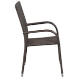 NNEVL 7 Piece Garden Dining Set Brown