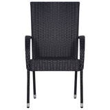 NNEVL 7 Piece Garden Dining Set Black