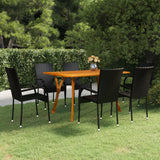 NNEVL 7 Piece Garden Dining Set Black
