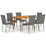 NNEVL 7 Piece Garden Dining Set Grey