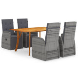 NNEVL 5 Piece Garden Dining Set Grey