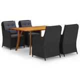 NNEVL 5 Piece Garden Dining Set Black