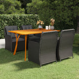NNEVL 5 Piece Garden Dining Set Black