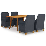 NNEVL 5 Piece Garden Dining Set Dark Grey