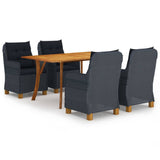 NNEVL 5 Piece Garden Dining Set Dark Grey